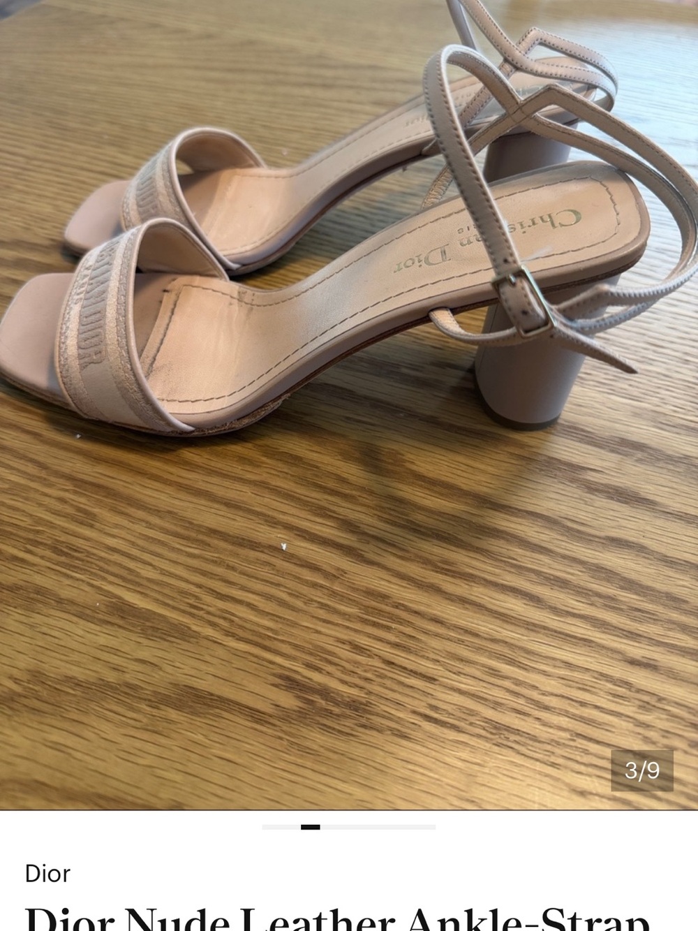 Dior Blush Leather Ankle-Strap Heels - Picture 2 of 4